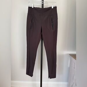 Athleta Leggings Women Size S Brown High Rise Zip Pocket Stretch Activewear